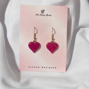💗18K Gold Hot Pink Heart Earrings💗